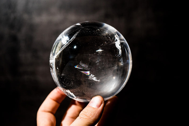 Natural Water - Clear Crystal Quartz Sphere, 98%+ Flawless - E2D Crystals & Minerals