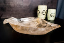 Hand - Carved Smoky Quartz Crystal Bowl – Genuine Quartz Centerpiece for Table, Altar, or Fruit Display - 20" x 8.2" - E2D Crystals & Minerals