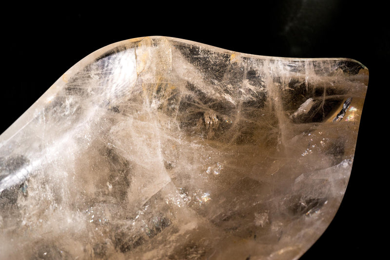 Hand - Carved Smoky Quartz Crystal Bowl – Genuine Quartz Centerpiece for Table, Altar, or Fruit Display - 20" x 8.2" - E2D Crystals & Minerals