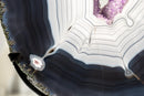 Rare Dark Blue & White Lace Agate Geode – Striped Laces and Purple Druzy Interior, Intact Gallery - Grade Specimen - 5.8 Kg - 12.8 lb - E2D Crystals & Minerals