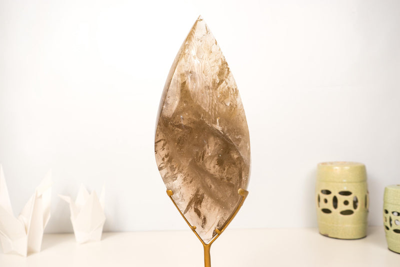 Natural Smoky Quartz Flame Generator with Light Citrine Smoky Color, Natural & Ethical - Large Size: 3.6 Kg - 7.8 lb - E2D Crystals & Minerals