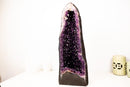 25" AAA - Grade Dark Purple Amethyst Geode with Sparkly Druzy & Rare Calcite Inclusion – Luxury Crystal Decor (58 lbs) - E2D Crystals & Minerals