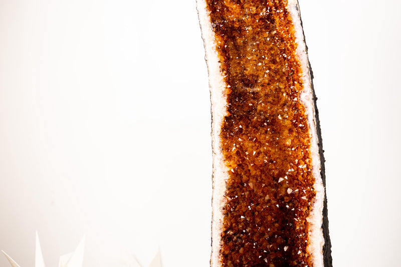 Large Madeira Citrine Geode Cathedral with Sparkly Deep Orange Druzy – Statement Display Specimen 28 in Tall, 49 lb - E2D Crystals & Minerals