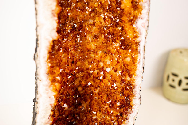 Large Madeira Citrine Geode Cathedral with Sparkly Deep Orange Druzy – Statement Display Specimen 28 in Tall, 49 lb - E2D Crystals & Minerals