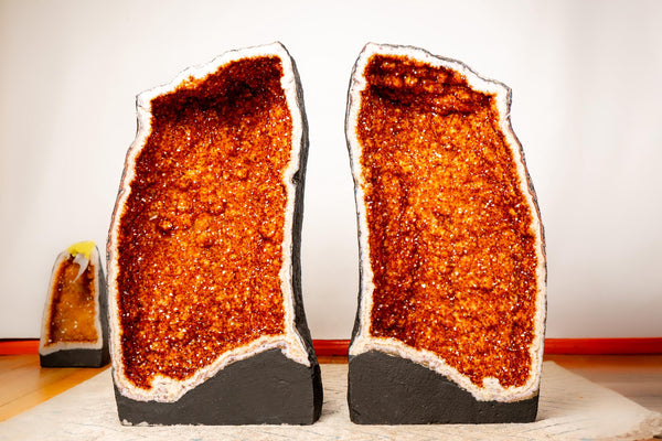 Pair of Large Citrine Cathedral Geodes – Bookmatched AAA - Grade Madeira Citrine for Collection, Luxury Décor & Energy Work (50 kg / 108 lb) - E2D Crystals & Minerals