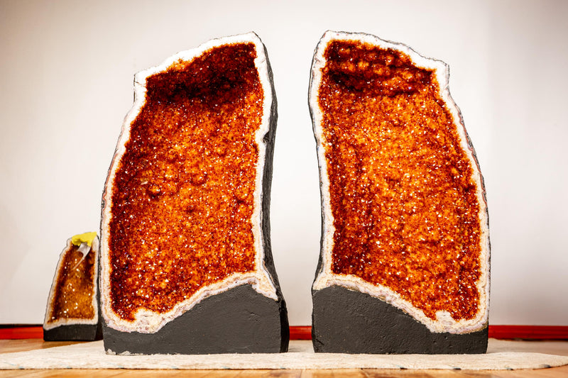 Pair of Large Citrine Cathedral Geodes – Bookmatched AAA - Grade Madeira Citrine for Collection, Luxury Décor & Energy Work (50 kg / 108 lb) - E2D Crystals & Minerals