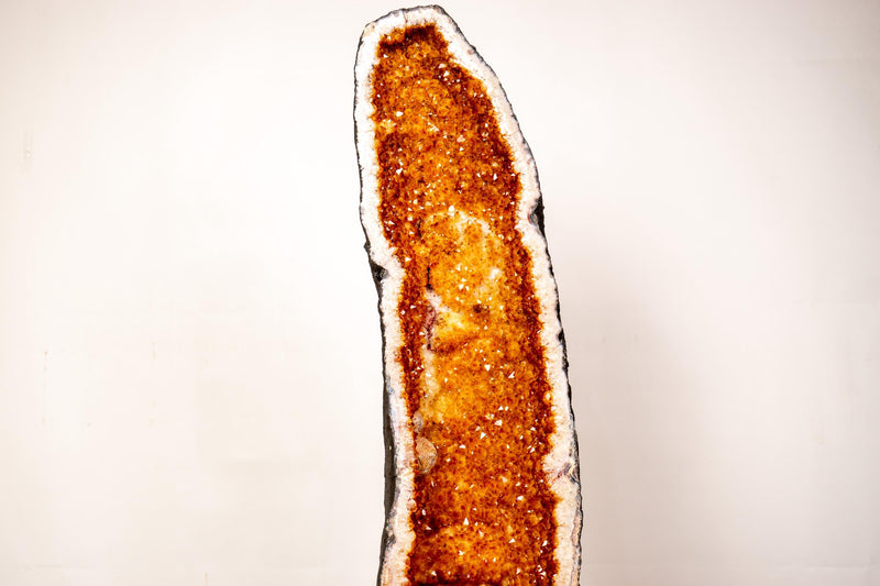 Sculptural 3.7 Ft Large Citrine Geode with Sparkly Golden - Orange Druzy & Calcite Inclusions (126 lbs.) - E2D Crystals & Minerals