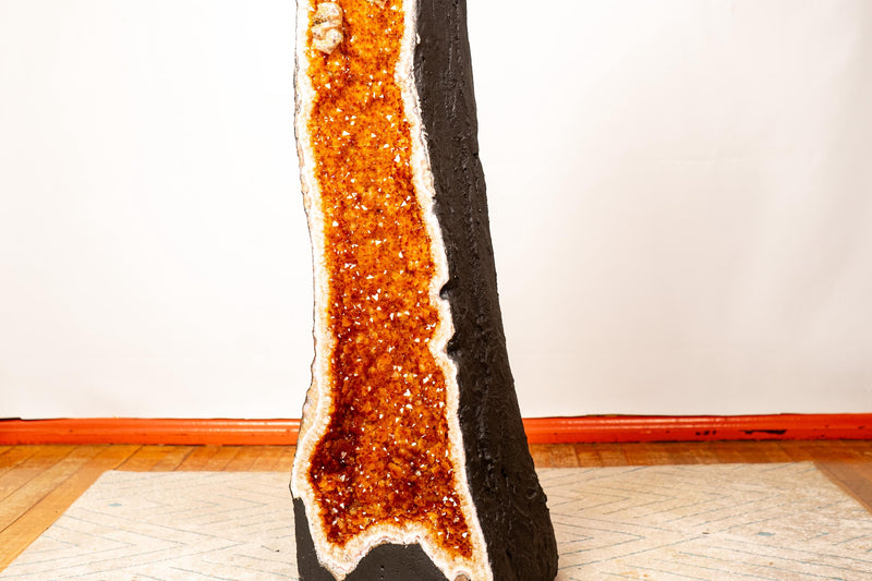 3.6 Ft Large Citrine Geode Cathedral with Sparkly Golden - Orange Druzy & Calcite Inclusions (116 lbs.), Slim and Tall Format - E2D Crystals & Minerals