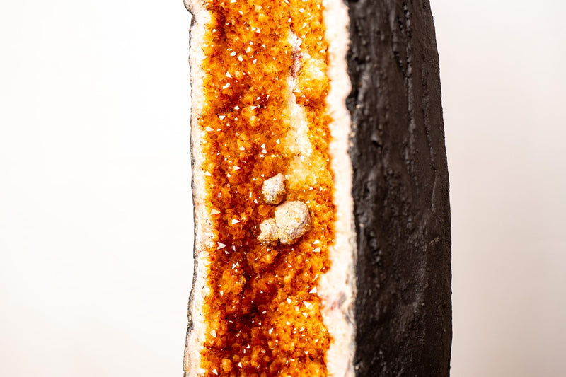 Pair of 3.7 Ft Large Citrine Geode Cathedrals with Sparkly Golden - Orange Druzy & Calcite Inclusions (240 lbs Total), Slim and Tall Format - E2D Crystals & Minerals