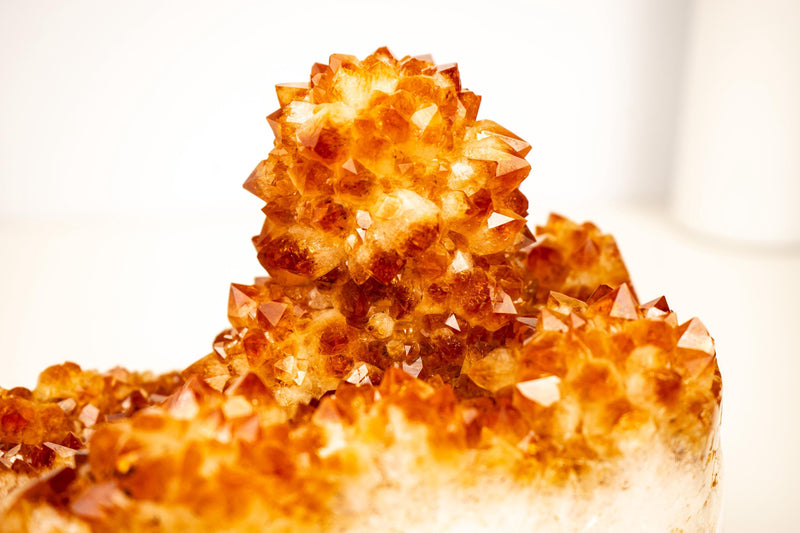 Natural Citrine Rosette Crystal Cluster with a Large Deep Orange Stalactite - E2D Crystals & Minerals