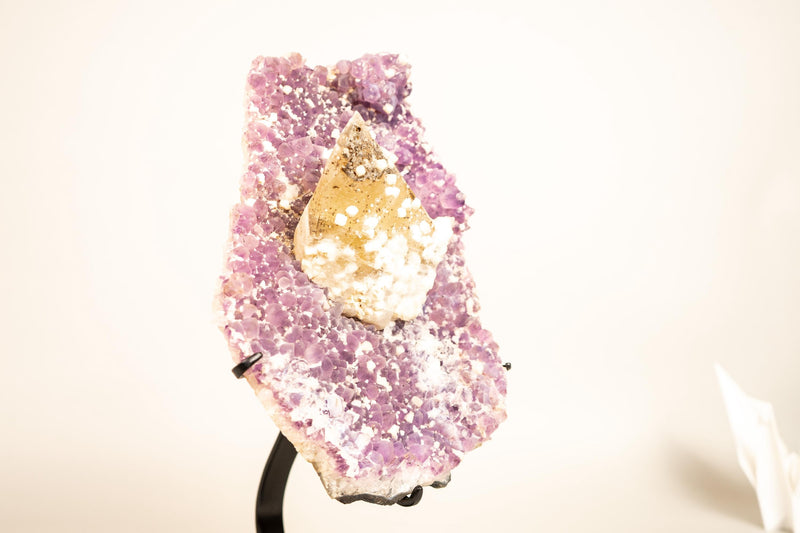 Rare Crystal Calcite on Lavender Amethyst Cluster with Cubic Calcite Inclusions - E2D Crystals & Minerals