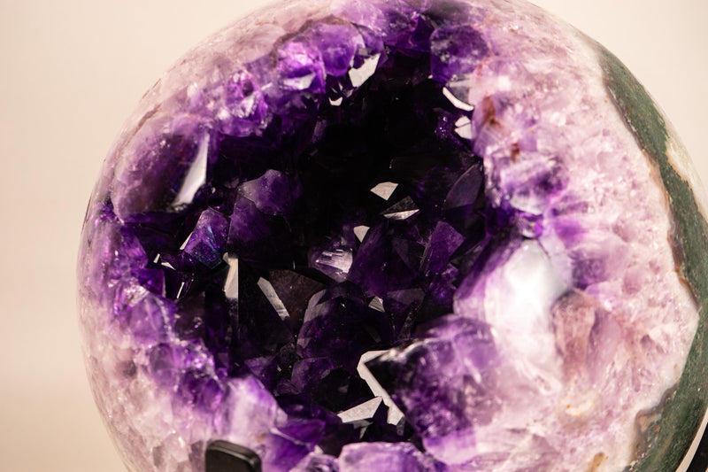 XL Amethyst Sphere 94 lb - AAA - Grade, with Large, Grape Jelly Purple Points - E2D Crystals & Minerals