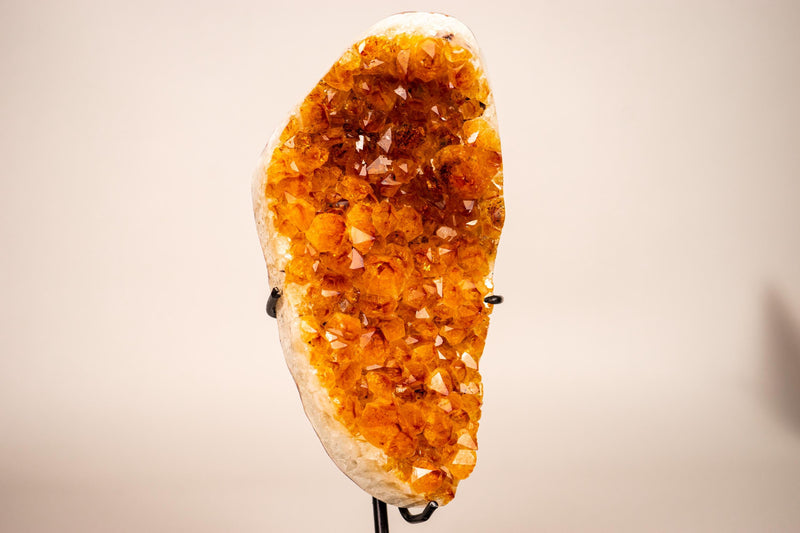 Small Citrine Cluster with Golden-Orange Druzy on Custom-Made Stand