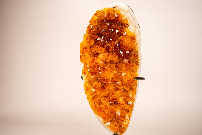 Small Citrine Cluster with Golden-Orange Druzy on Custom-Made Stand