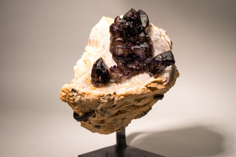 Cacoxenite (Seven Stone) Amethyst Elestial Cluster on Feldspar & Quartz Matrix - E2D Crystals & Minerals