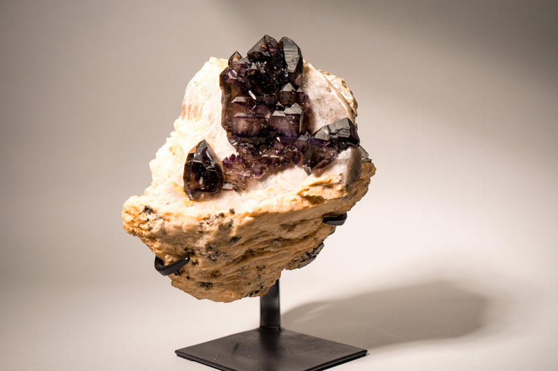 Cacoxenite (Seven Stone) Amethyst Elestial Cluster on Feldspar & Quartz Matrix - E2D Crystals & Minerals