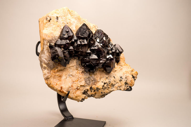 Rare Cacoxenite (Seven Stone) Amethyst Elestial Cluster on Feldspar & Quartz Matrix