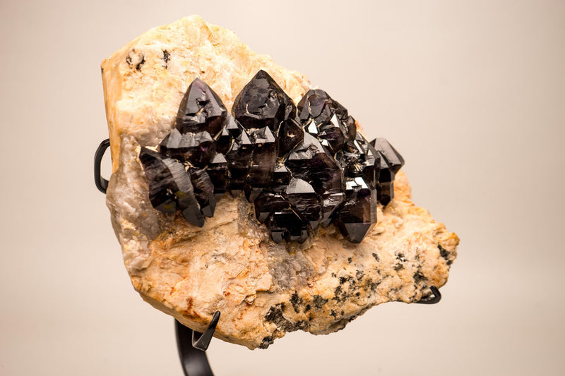 Rare Cacoxenite (Seven Stone) Amethyst Elestial Cluster on Feldspar & Quartz Matrix