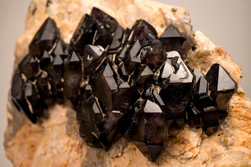 Rare Cacoxenite (Seven Stone) Amethyst Elestial Cluster on Feldspar & Quartz Matrix