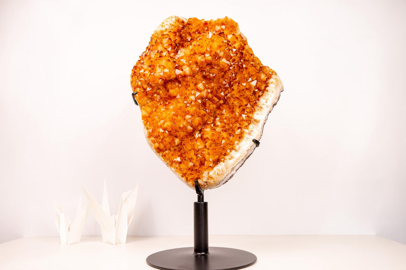 Large Citrine Crystal Cluster with Rare Stalactite Flower - E2D Crystals & Minerals