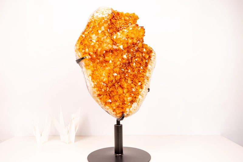 Large Citrine Crystal Cluster with Rare Stalactite Flower - E2D Crystals & Minerals