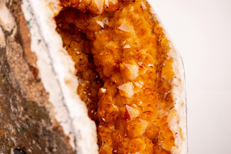 Rare Citrine Geode with Crown - Shaped Formation and Golden - Orange Druzy - E2D Crystals & Minerals