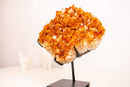 Natural Citrine Cluster with AAA - Grade Orange Druzy on Stand - E2D Crystals & Minerals