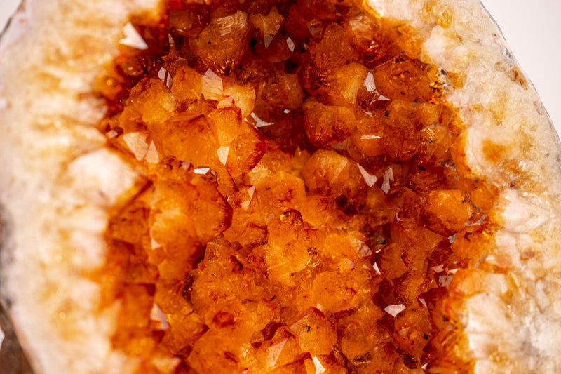 Small Natural Citrine Geode Cave on Stand with Large Orange Points - E2D Crystals & Minerals