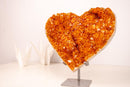 Large Citrine Crystal Heart with Intense Orange Druzy and Flower Rosettes - E2D Crystals & Minerals