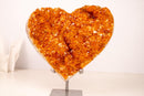 Large Citrine Crystal Heart with Intense Orange Druzy and Flower Rosettes - E2D Crystals & Minerals