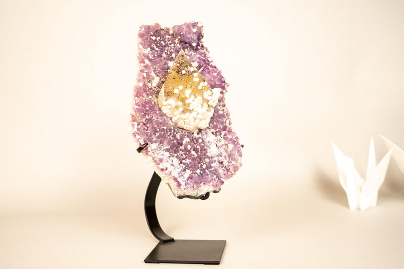 Rare Crystal Calcite on Lavender Amethyst Cluster with Cubic Calcite Inclusions - E2D Crystals & Minerals