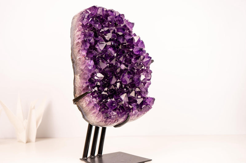Amethyst Cluster with Saturated Purple Crystals – Sculptural AAA - Grade - E2D Crystals & Minerals