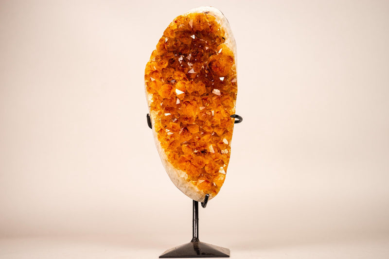 Small Citrine Cluster with Golden-Orange Druzy on Custom-Made Stand