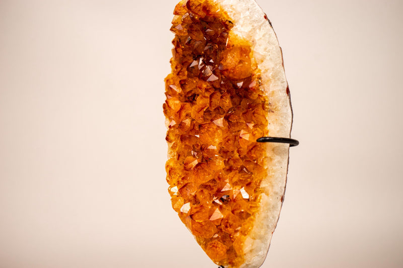 Small Citrine Cluster with Golden-Orange Druzy on Custom-Made Stand