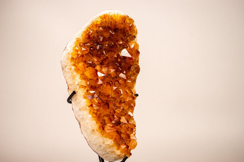 Small Citrine Cluster with Golden-Orange Druzy on Custom-Made Stand
