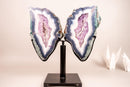 Natural Moss, Blue & White Banded Agate Butterfly Wings - E2D Crystals & Minerals