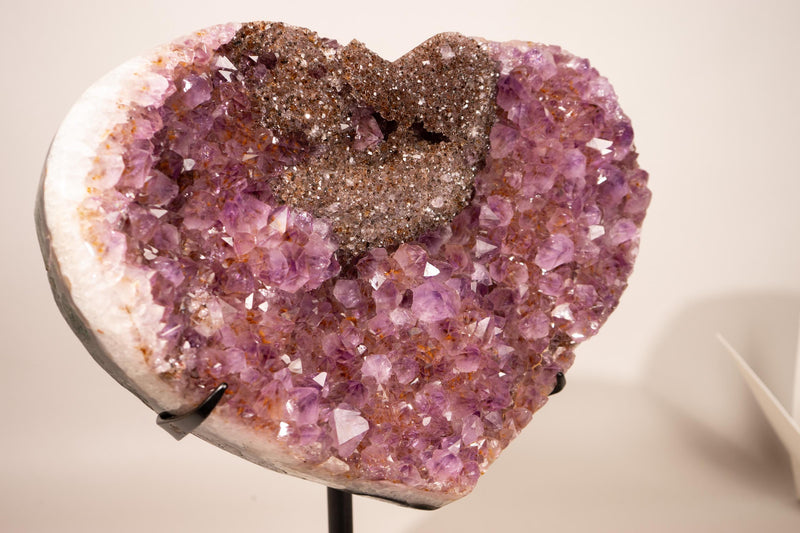 Purple Amethyst Heart with Galaxy Druzy Nest | Extra - Large Size - E2D Crystals & Minerals