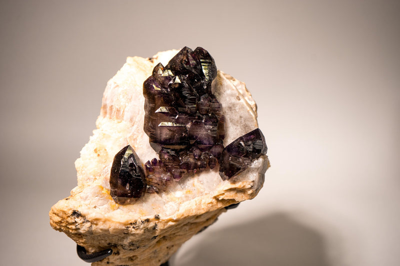 Cacoxenite (Seven Stone) Amethyst Elestial Cluster on Feldspar & Quartz Matrix - E2D Crystals & Minerals