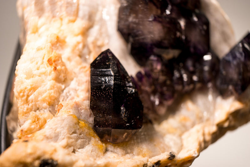 Cacoxenite (Seven Stone) Amethyst Elestial Cluster on Feldspar & Quartz Matrix - E2D Crystals & Minerals