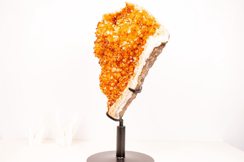 Large Citrine Crystal Cluster with Rare Stalactite Flower - E2D Crystals & Minerals