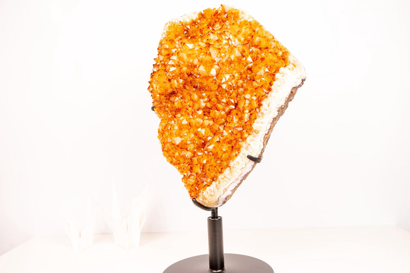 Large Citrine Crystal Cluster with Rare Stalactite Flower - E2D Crystals & Minerals