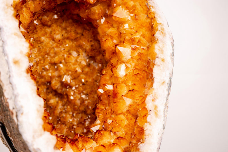 Rare Citrine Geode with Crown - Shaped Formation and Golden - Orange Druzy - E2D Crystals & Minerals