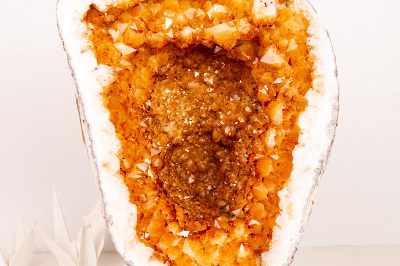 Rare Citrine Geode with Crown - Shaped Formation and Golden - Orange Druzy - E2D Crystals & Minerals