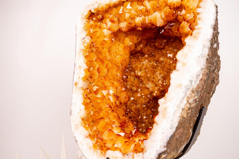 Rare Citrine Geode with Crown - Shaped Formation and Golden - Orange Druzy - E2D Crystals & Minerals