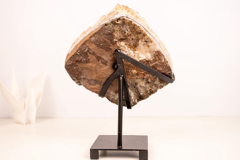 Natural Citrine Cluster with AAA - Grade Orange Druzy on Stand - E2D Crystals & Minerals