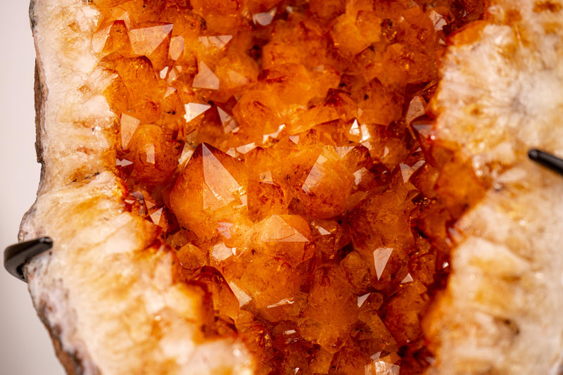 Small Natural Citrine Geode Cave on Stand with Large Orange Points - E2D Crystals & Minerals