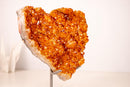 Large Citrine Crystal Heart with Intense Orange Druzy and Flower Rosettes - E2D Crystals & Minerals