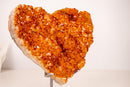 Large Citrine Crystal Heart with Intense Orange Druzy and Flower Rosettes - E2D Crystals & Minerals