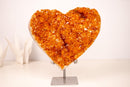 Large Citrine Crystal Heart with Intense Orange Druzy and Flower Rosettes - E2D Crystals & Minerals