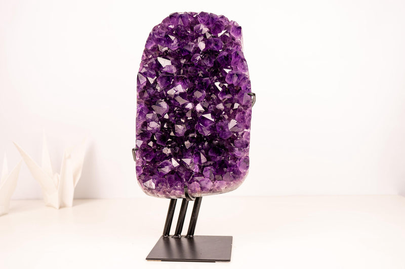 Amethyst Cluster with Saturated Purple Crystals – Sculptural AAA - Grade - E2D Crystals & Minerals